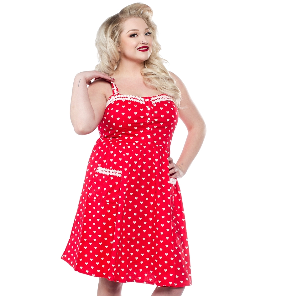 Lindy Bop Red Hearts Swing Dress